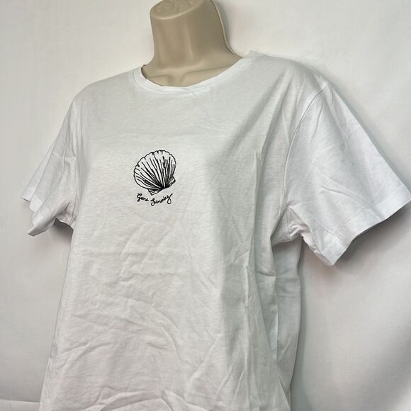 Charlie Holiday White Gone fishing slim tee embroidered shell NWT - Picture 2 of 11